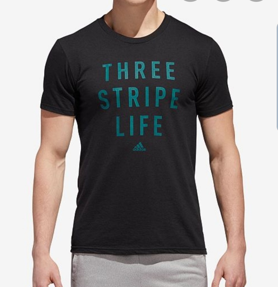 Adidas NWT Mens 3 Stripe Life Tee